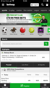 Betway betting app